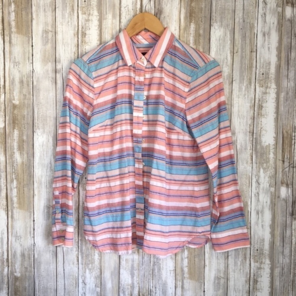 Talbots Pink & Blue Striped Button Down